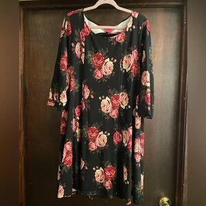 Torrid Black Floral Long Sleeve Dress